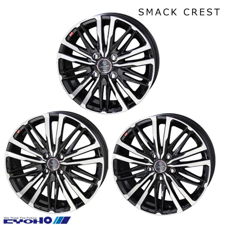 14インチ 4H100 4.5J 4.5J+45 4穴 ホイール 【4本セット 新品】  SMACK CREST 送料無料 共豊
