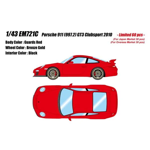 EIDOLON 1/43 ポルシェ 911(997.2) GT3 クラブスポーツ 2010 ガーズレッド 完成品ミニカー EM721C