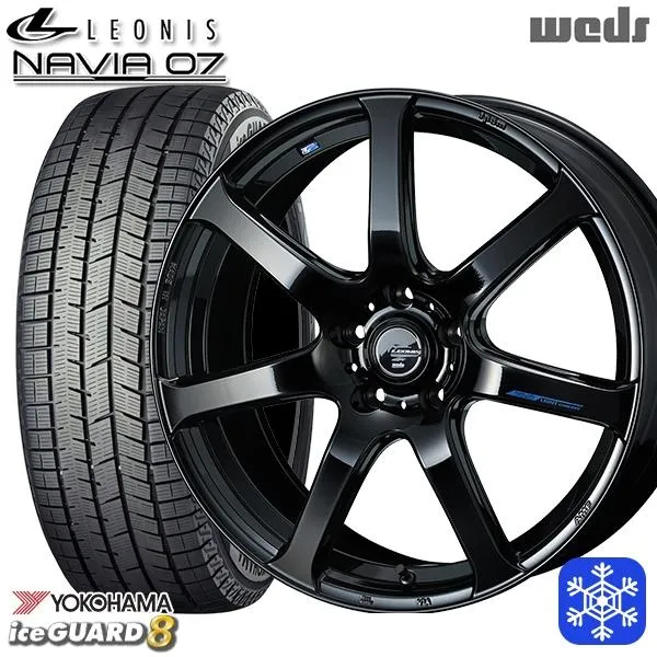 215/50R18インチ ヨコハマ アイスガード IG80 5H114.3 スタッドレスタイヤホイール4本セット ウェッズ レオニス ナヴィア07 PBK