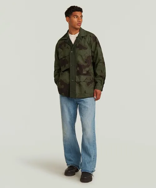 ミリタリージャケット モッズコート Reversible Overshirt/リバーシブルオーバーサイズリラックスシャツジャケット/カモ柄