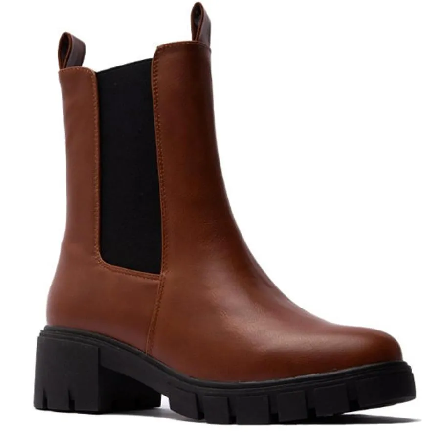 【並行輸入品】SOBEYO Women's Ankle Booties Chunky Platform Chelsea Boots Elast