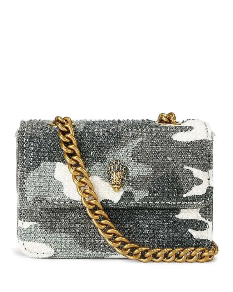 カートジェイガーロンドン レディース バッグ KURT GEIGER LONDON Kensington Micro Crystal Camo Crossbody Open Green グリーン