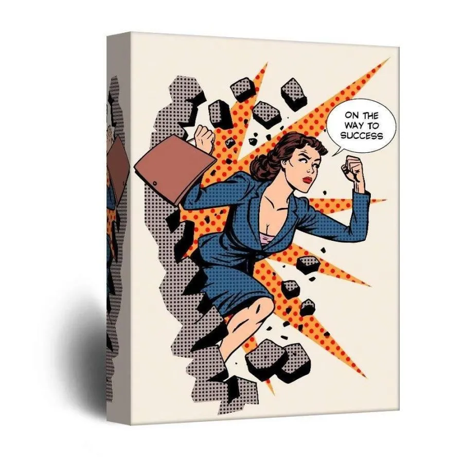 パネルアート Wall 26-Success Business Woman Comic Strip Pop Art Gallery-CVS - 32x
