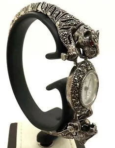 【送料無料】腕時計 ヴィンテージレディーススターリングシルバージャガーバッテリーvintage ladies sterling silver jaguar bracelet wrist watch w  battery ~wow~