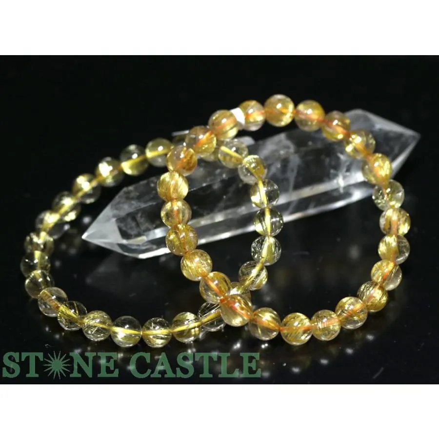 石流通センター 高品質 天然石 ブレスレット 極太タイチンルチルクォーツ (6A) (約7.5〜8mm) (ケース付) パワーストーン