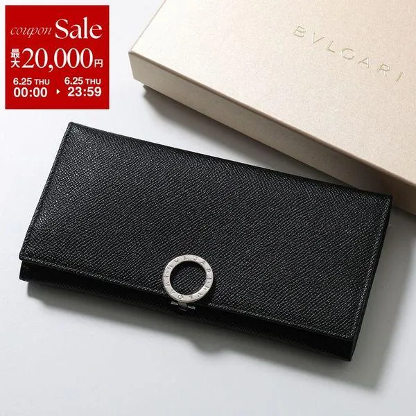 BVLGARI ブルガリ 二つ折り長財布 Bulgari Bulgari 2 30412 メンズ レザー 小銭入れあり バイカラー BLK
