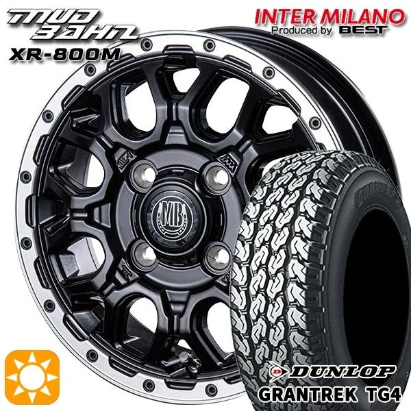 145/80R12 80/78N サマータイヤホイールセット 4H100 BEST マッドバーン XR-800M MBK/RP バン用 ダンロップ グラントレック TG4