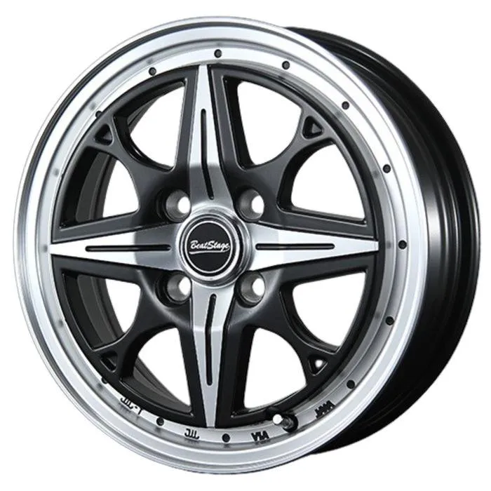DUNLOP WINTER MAXX WM03 165/60R14 75Q BeatStage NS-C セミグロスブラック 14インチ 4.5J+45 4H-100 スタッドレス 4本セット
