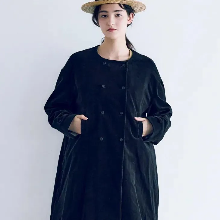 【SALE セール】MAGALI | オールドヴィンテージコットン・ダブルボタンコート (ブラック) | マガリ ジャケット