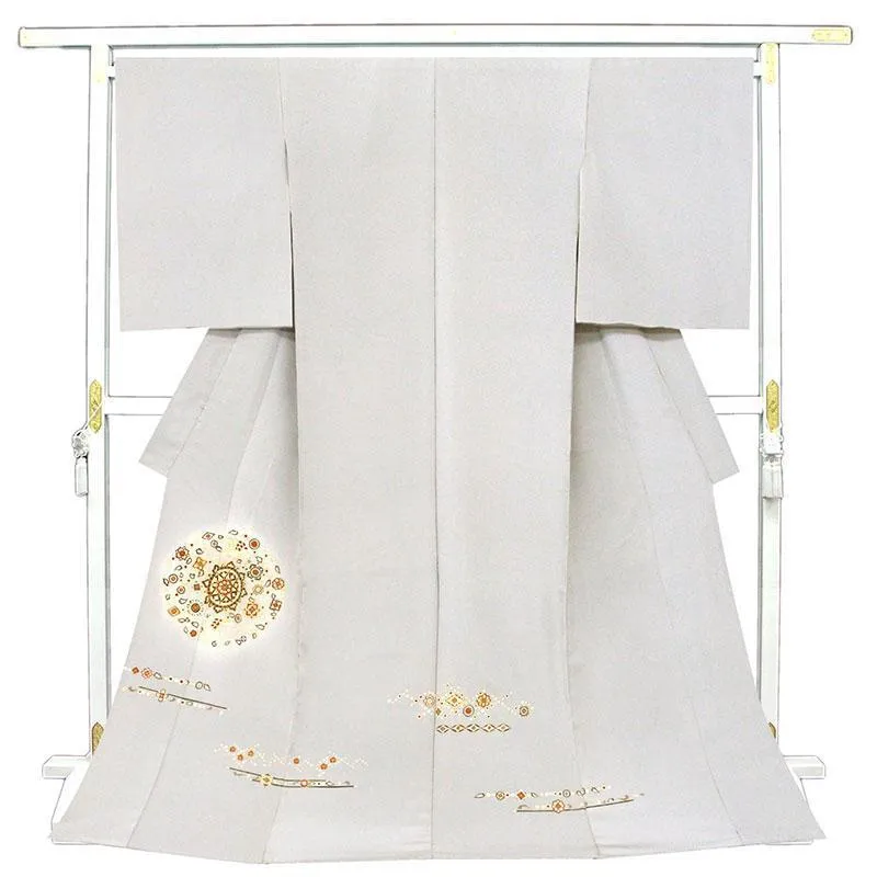 ※記念感謝祭【仕立無料】京友禅工芸手描染、本金、手刺繍☆正倉院吉祥文白上げ友禅染色留袖「お茶の心」10010606