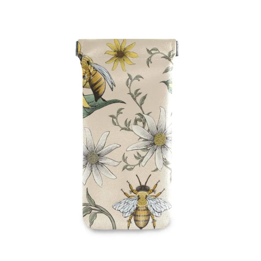 【並行輸入品】AUUXVA Sunglasses Pouch Flower Bee Leaves Squeeze Top Glasses Po
