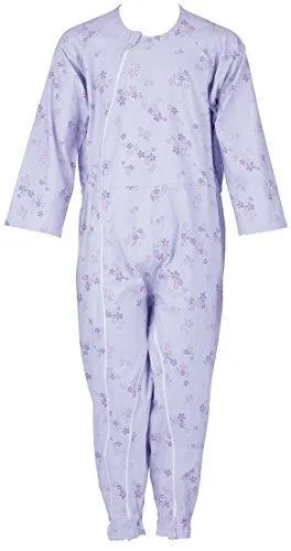 フットマーク 介護つなぎ服（前開き） L 403420 パープル/さくら柄