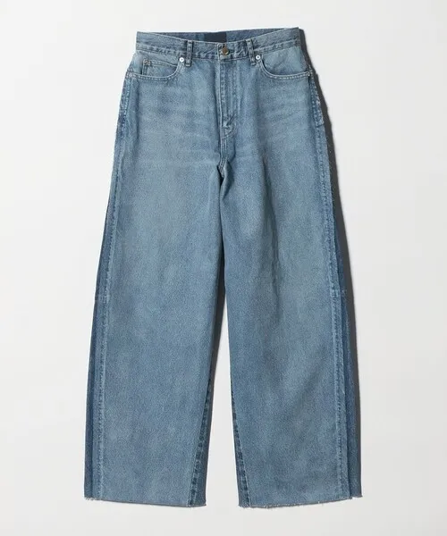 ジーンズ デニム デニムパンツ 「SERGE de bleu」リメイク 2トーン カットオフ デニムパンツ レディース