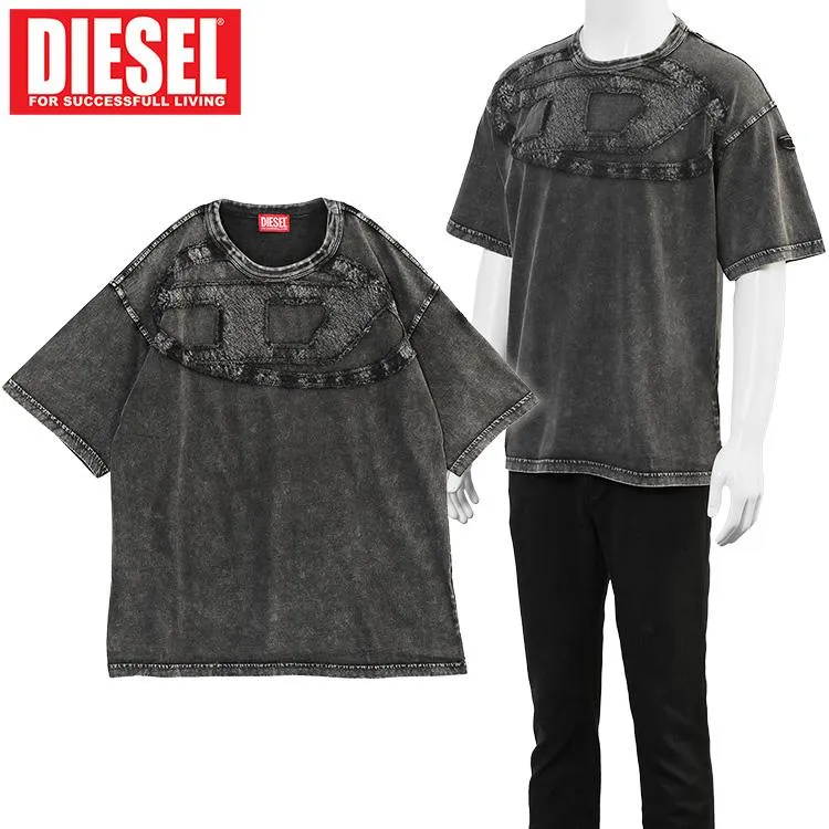 ディーゼル DIESEL Tシャツ オーバルD T-BOXT-DEN A19545-0HGBX メンズ ユーズド加工 ガーメントダイ ブラック