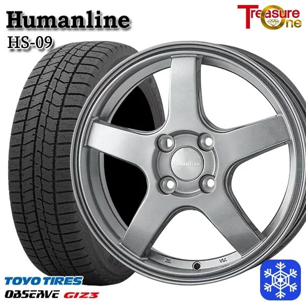 185/60R16インチ ブTOYO トーヨー オブザーブ ギズ3 GIZ3 4H100 スタッドレスタイヤホイールセット ヒューマンライン HS09 DG