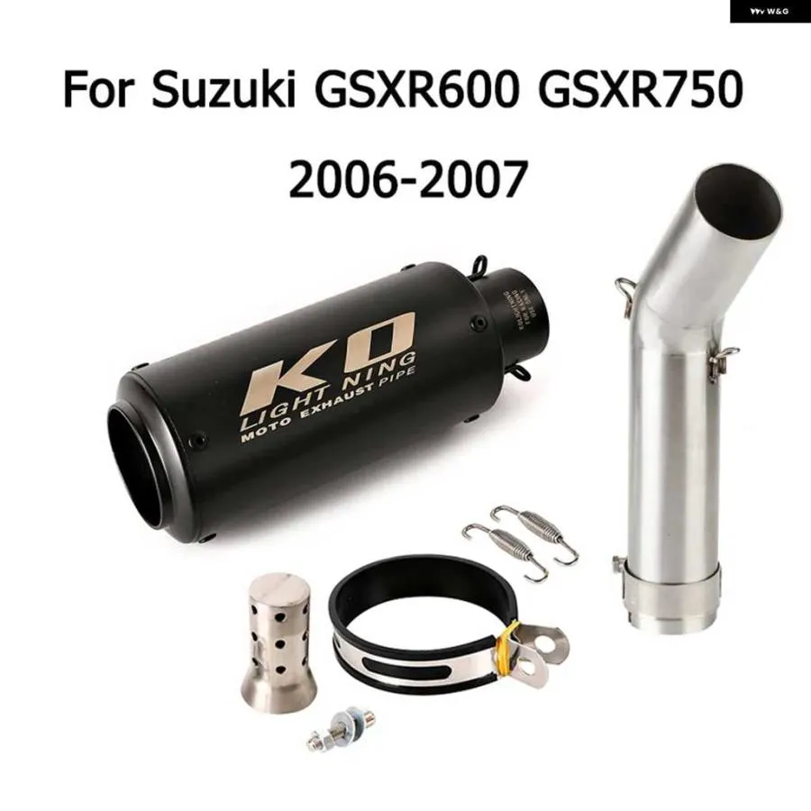 並行輸入品スズキ GSX-R750 2006 2007 K6 K7 スリップオン オートバイ バイク エキゾーストチップ ミッドリンク パイプ 51MM マフラーバッフル