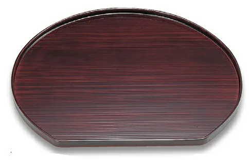 越前漆器 総溜 ヘギメ 12寸半月膳 36.0×32.4×1.5cm