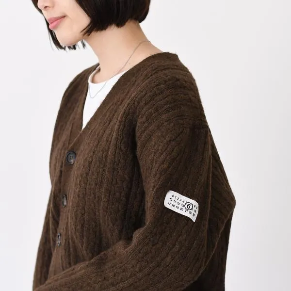 MM6 MAISON MARGIELA エムエムシックス メゾン マルジェラ トップス ケーブルニット カーディガン S62HP0039 M13195 レディース ブラウン ウール 秋冬 ボタン