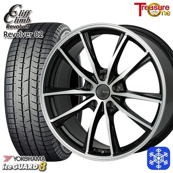 215/65R16インチ ヨコハマ アイスガード IG80 5H100 スタッドレスタイヤホイールセット クリフクライム リボルバー 02