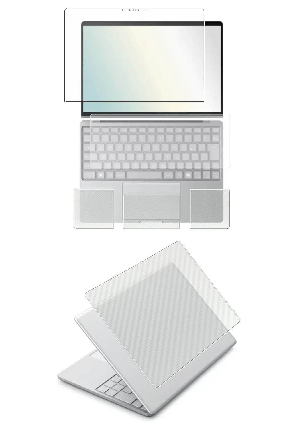 【5点セット(画面+天板+パームレスト+タッチパッド+キーボードカバー)】Fujitsu FMV Note C CZ-K1 WC1-K1 2025年1月モデル 用 [N35] 高硬度 9H アンチグレア タイプ 液晶 保護 フィルム ＋ カーボン調 天板 保護フィルム ★