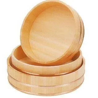 天然 さわら材 飯台 銅タガ巻 (寿司桶 約2升7合 ） 外径 51ｃｍ   BHV-01 日本製