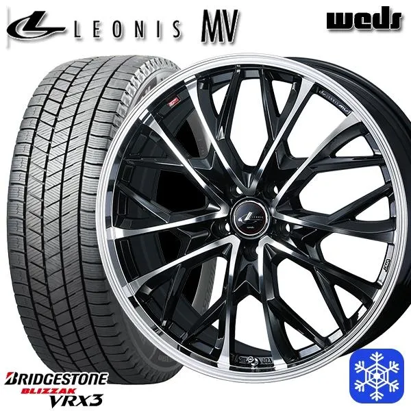 215/45R17インチ ブリヂストン ブリザック VRX3 5H114.3 スタッドレスタイヤホイールセット ウェッズ レオニス MV PBMC