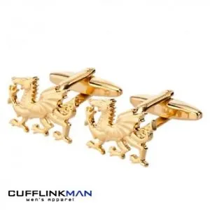 【送料無料】メンズアクセサリ― ウェールズドラゴンカフスボタンゴールドwelsh dragon cufflinks gold