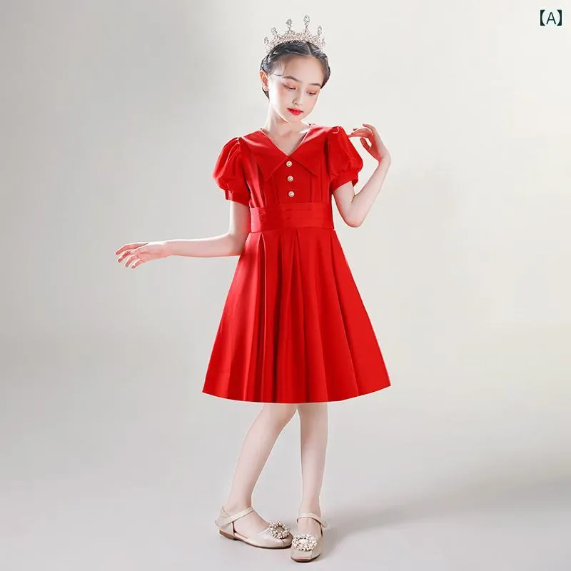 子供服 女の子 プリンセス ドレス ファッション オールシーズン パフスリーブ Aライン ショート丈 スカート ポリエステル 春秋