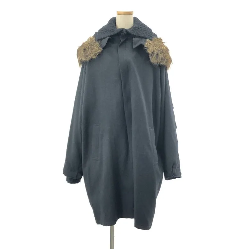 YOHJI YAMAMOTO +NOIR / ヨウジヤマモトプリュスノアール | 2002AW | ウール アンゴラ ライナー付き ジップ ロングコート | 3 | ブラック | レディース