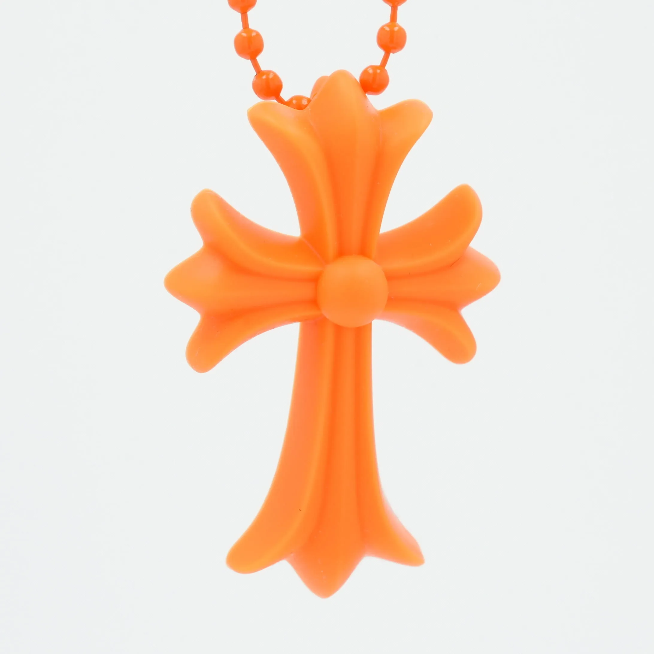 クロムハーツ(chrome hearts) ラバースモールCHクロス RUBBER SML CH CROSS 【シリコンネックレストップ ペンダント】オレンジ インボイス付き アクセサリー シルバー925 メンズ レディース 人気 正規品 中古