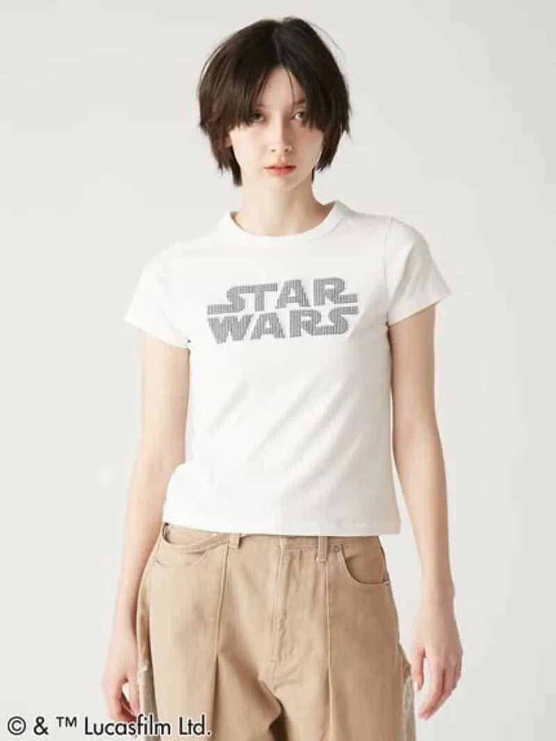【STAR WARS(TM)】アップリケロゴTシャツ FURFUR ファーファー トップス カットソー・Tシャツ ネイビー ホワイト【先行予約】*【送料無料】[ Fashion]