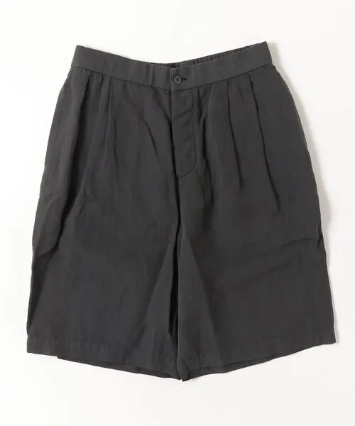 パンツ 「ATON」COTTON LINEN VOILE TWO TUCKED EASY SHORTS メンズ