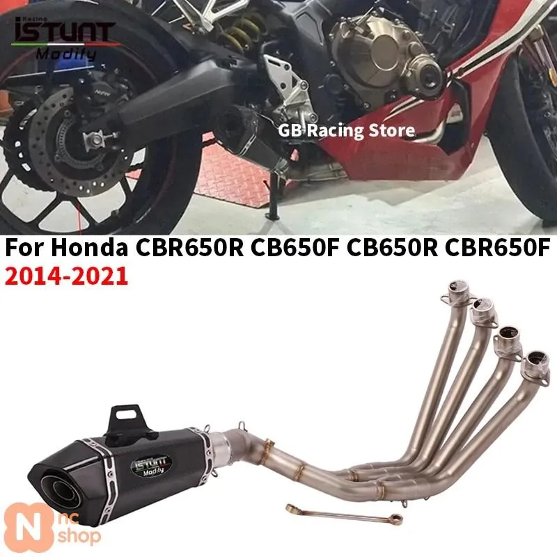 【並行輸入品】 ホンダ CB650F CB650R CBR650 CBR650F 2014-2022 バイク エキゾースト フルシステム フロント ミッドリンクパイプ エスケープ 51MM モトマフラ