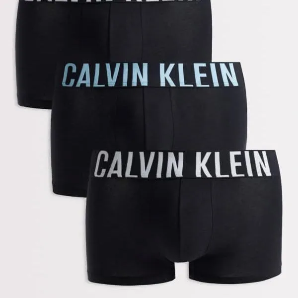 カルバンクライン Calvin Klein カルバン・クライン インテンス パワー 3パック トランクス（ブラック、カラーウエストバンド付き） 下着 メンズ 男性 インポートブランド 小さいサイズから大きいサイズまで