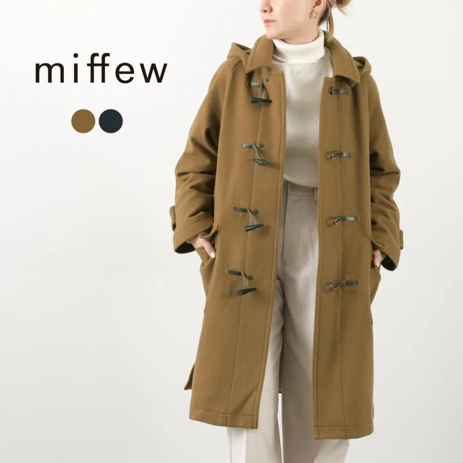 MIFFEW（ミフュー） ダッフル ダウンコート / レディース アウター ステンカラー ロング 襟付き フード 無地