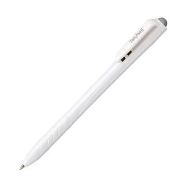 （まとめ）TANOSEE ノック式油性ボールペン0.7mm 黒（軸色：白）1セット（100本：10本×10パック）【×5セット】[21]