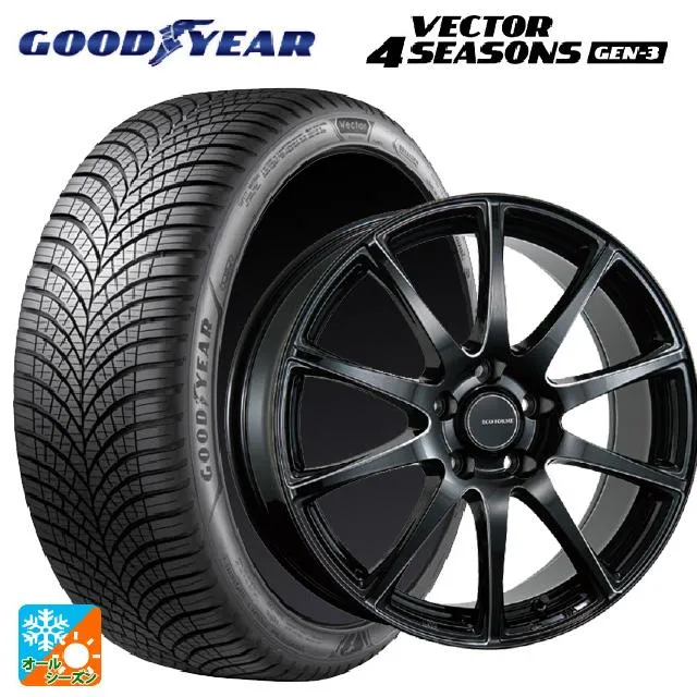 送料無料 オールシーズンタイヤホイール 4本セット 215/50R17 95W XL グッドイヤー ベクター4シーズンズ ジェン3 ブリヂストン エコ