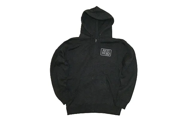 ANTIHERO アンタイヒーロー RESERVE ZIP HOOD リザーブロゴ プリント ジッパーフードスウェット パーカー CHARCOAL HEATHER チャコールヘザー