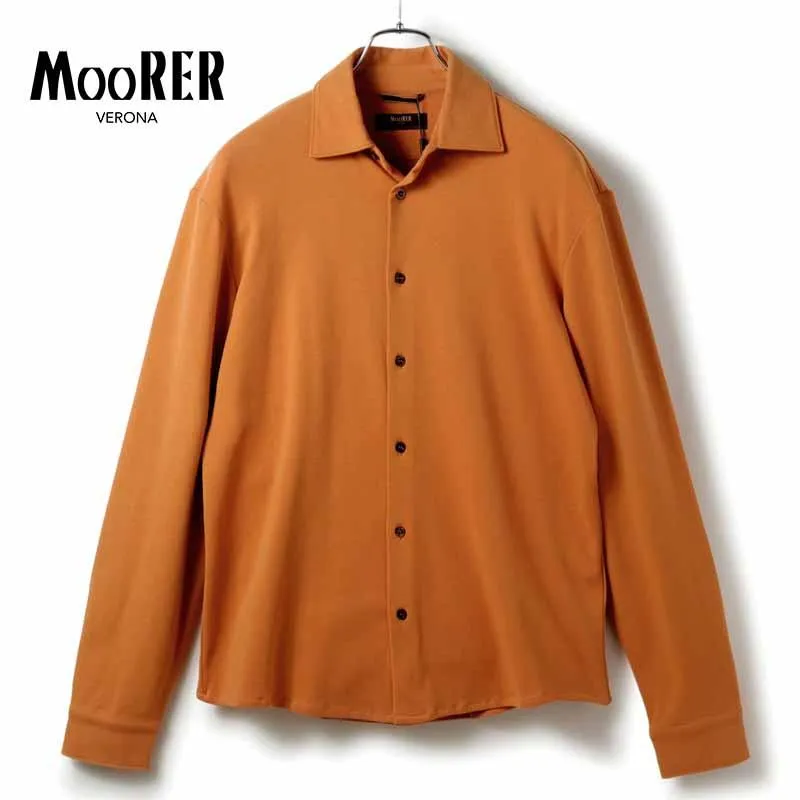 MOORER / ムーレー コットンカシミヤジャージーセミワイドカラーシャツ(MONTALCINO-GCW) （ブリックオレンジ）