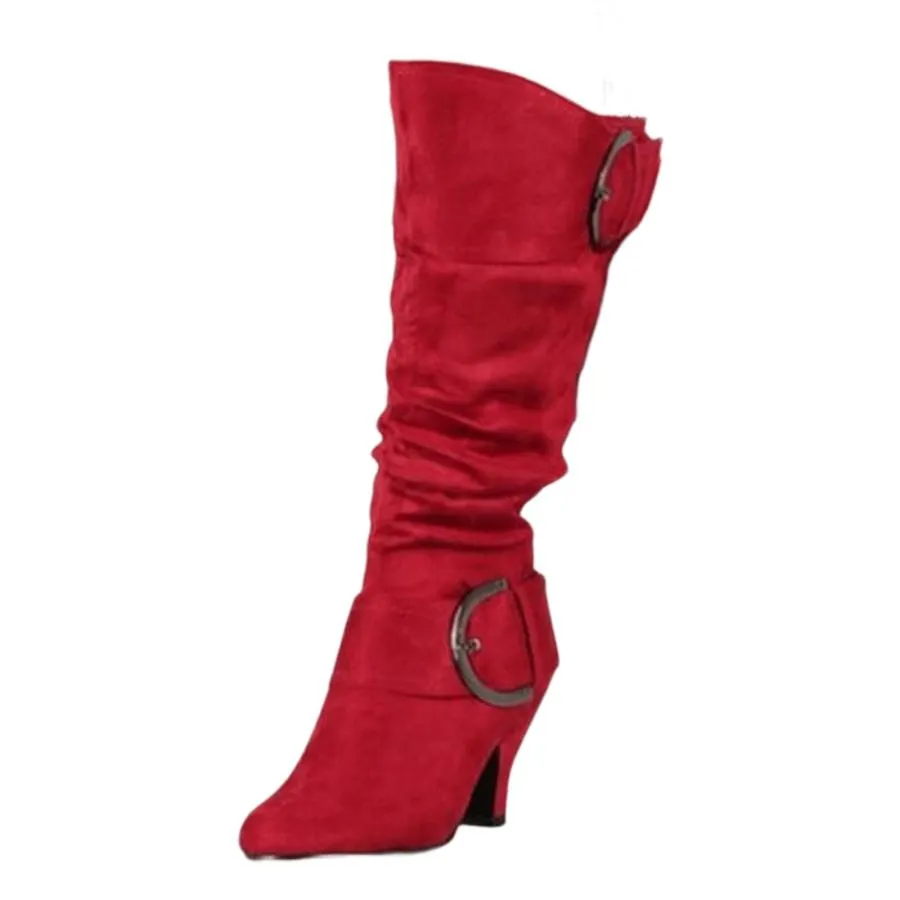 【並行輸入品】Ladmiple Cowboy Boots For Women Mid Calf Black Womens Knee High