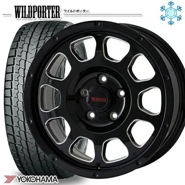 225/60R17インチ ヨコハマ アイスガード G075 5H114.3 スタッドレスタイヤホイールセット ワイルドポーター クロステン BK/SM
