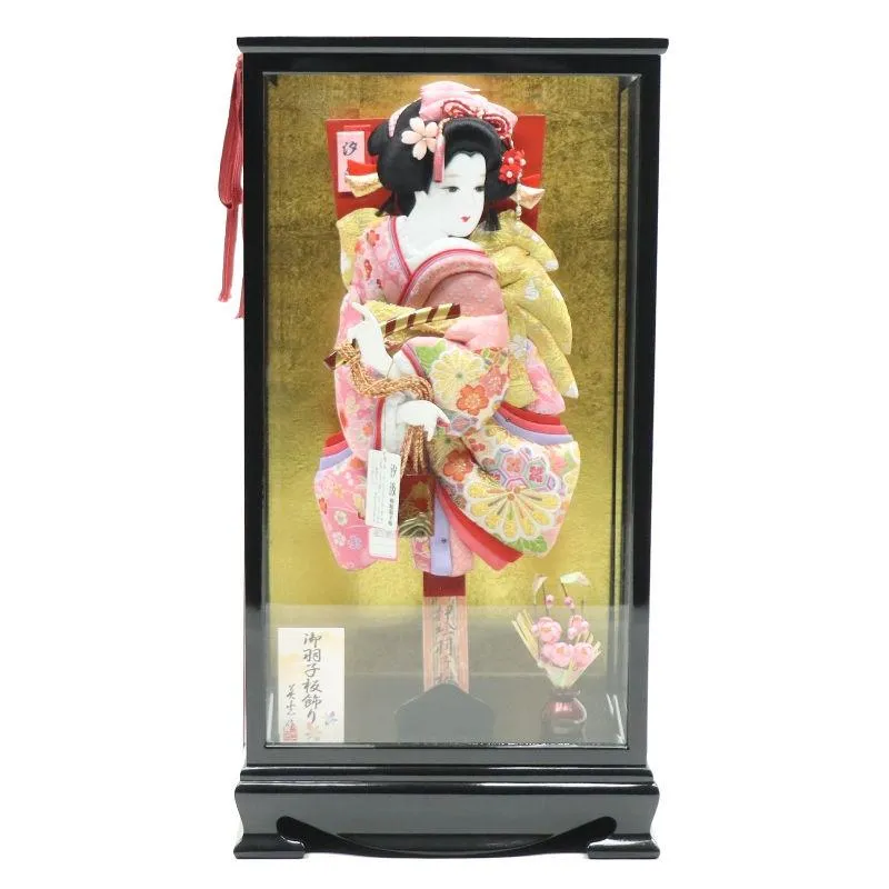 羽子板 ケース飾り 桃香 15号 金襴 高さ62cm 黒塗りケース 2024-ys146