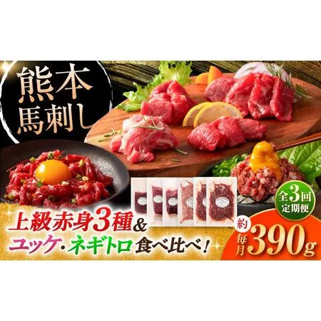 ふるさと納税 【全3回定期便】「本場・熊本の味」 上級赤身馬刺し3種とユッケネギトロの詰め合わせ 3892 馬刺し[BHAD069] 熊本県菊陽町