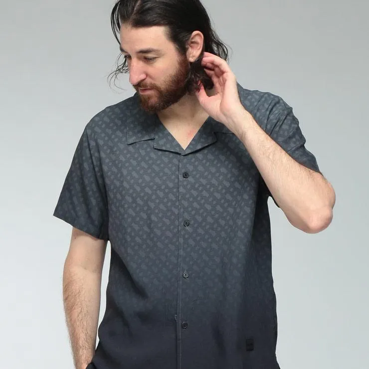 ヒューゴボス メンズ シャツ 半袖 HUGO BOSS ロゴ グラデーション BBモノグラム オープンカラー シャツ HBU50534342 ブランド トップス セットアップ可