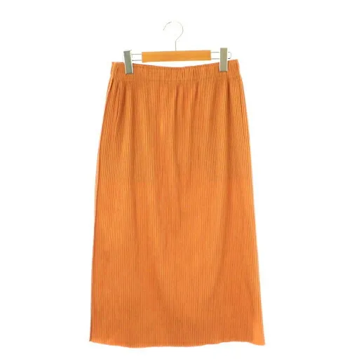 【中古】ミーイッセイミヤケ me ISSEY MIYAKE 25SS MIX FINE KNIT PLEATS BOTTOM プリーツスカート ロング オレンジ /DF ■OS レディース 【ベクトル 古着】 251120