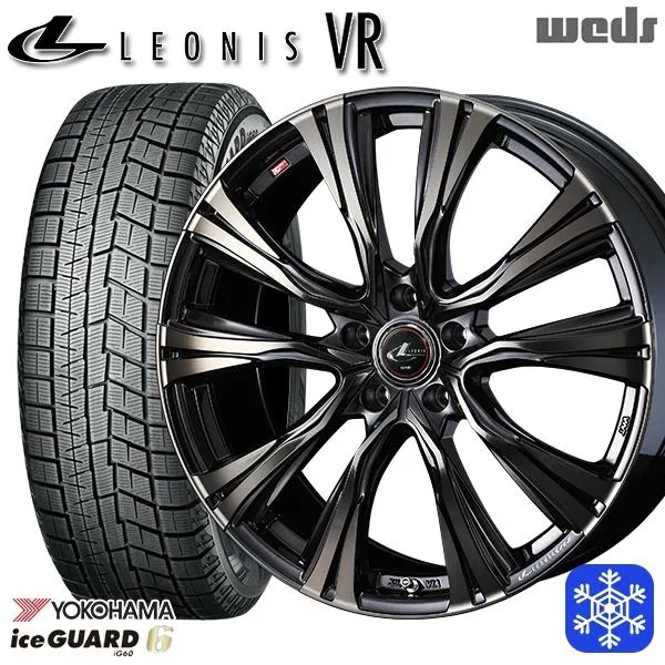 215/60R16インチ ヨコハマ アイスガード IG60 5H114.3 スタッドレスタイヤホイール4本セット ウェッズ レオニス VR PBMC/TI