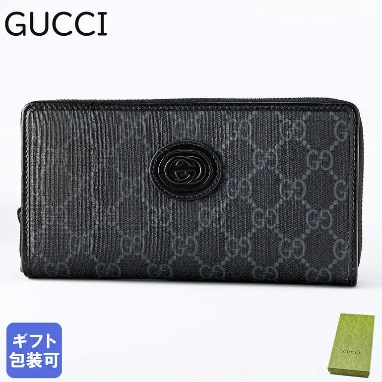 グッチ GUCCI 長財布 ラウンドファスナー レディース プチ マーモント ダラーカーフ グレー×ブラック 673003 92TCN 1000