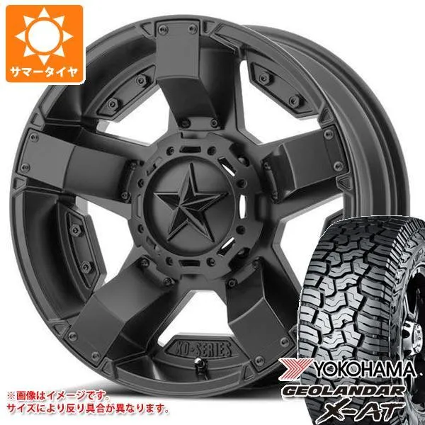 ジープ ラングラー JK/JL系用 サマータイヤ ヨコハマ ジオランダー X-AT G016 33x12.50R18 LT 118Q ブラックレター KMC XD811 ロックスター2
