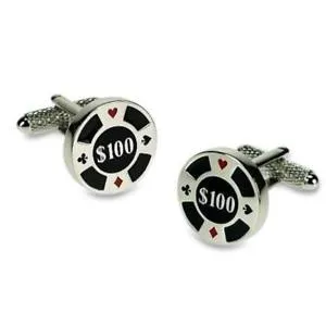 【送料無料】メンズアクセサリ― カジノチップカフスボタンカラーcasino chips cufflinks coloured