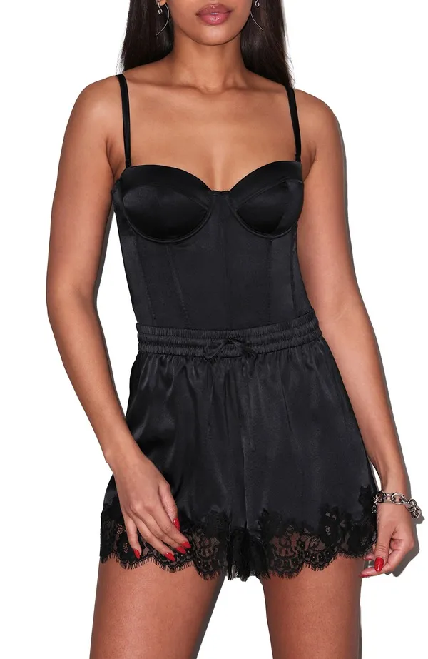 フレーデュマール レディース ボトムス ハーフパンツ・ショーツ シルク レース Fleur Du Mal Juliet Silk \u0026 Lace Short Black ブラック